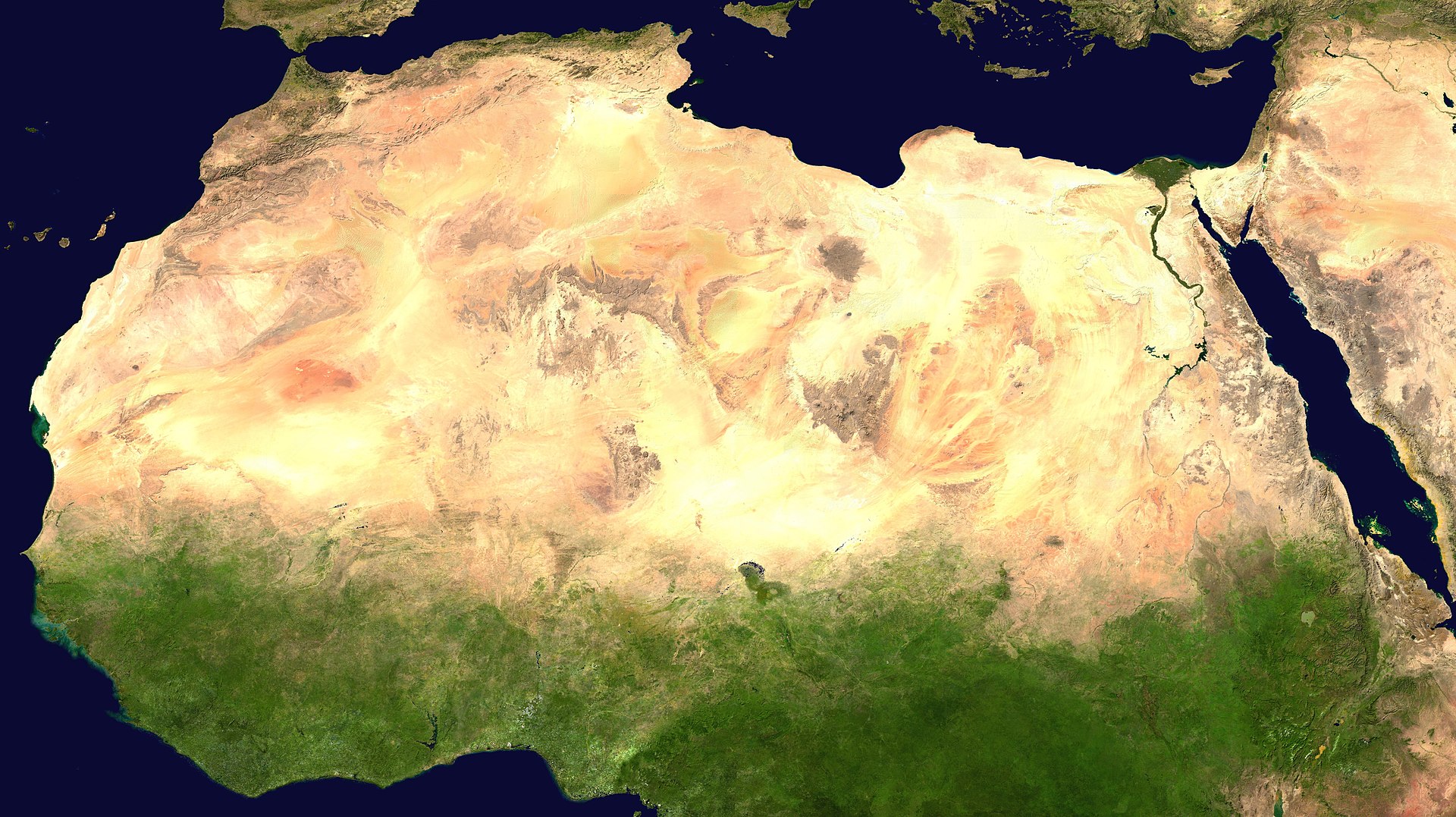 Imagen satélite de la Gran Muralla Verde en África
