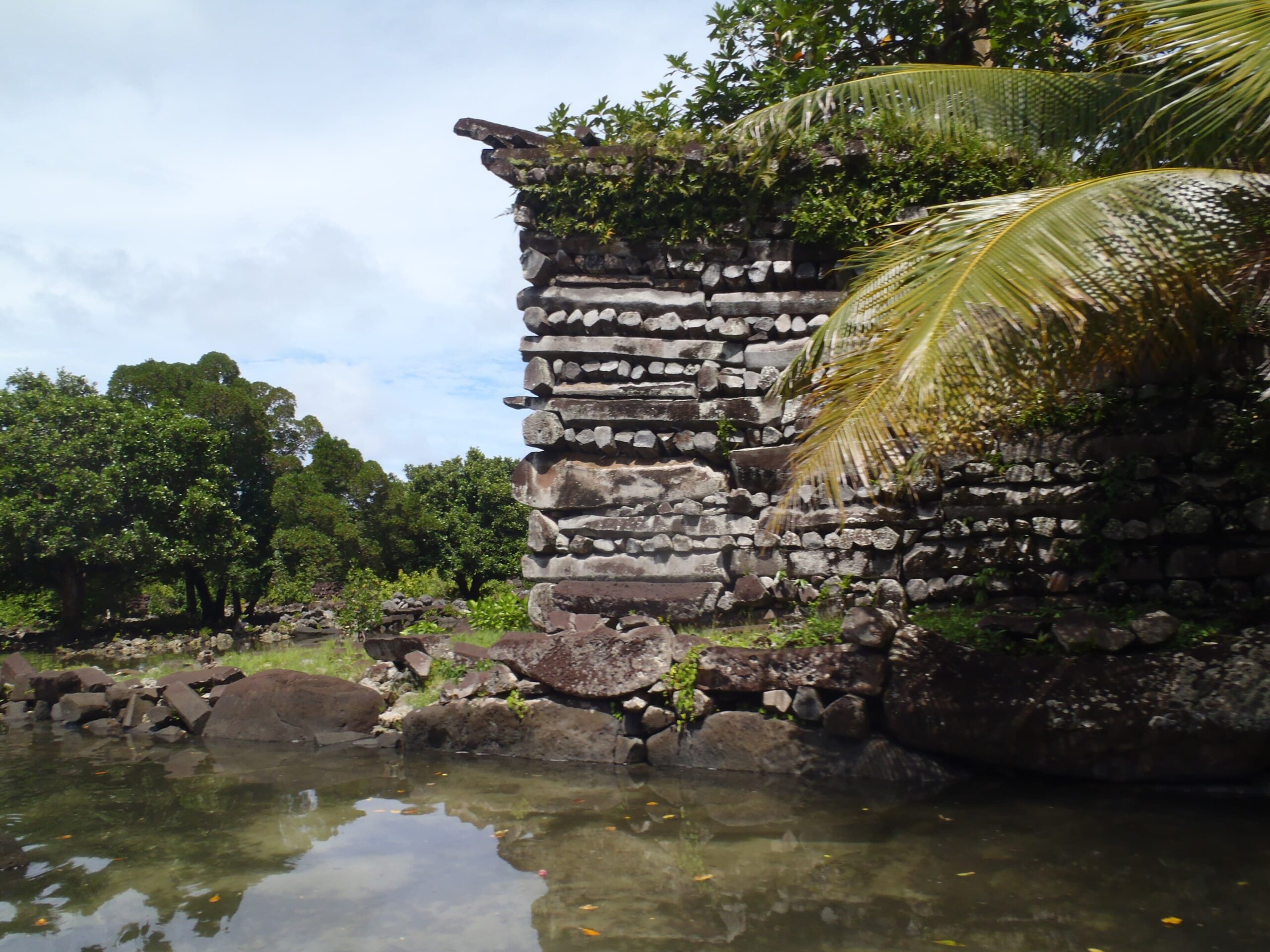 Megalithic stone structures and canals at the Nan Madol archaeological site in Pohnpei.